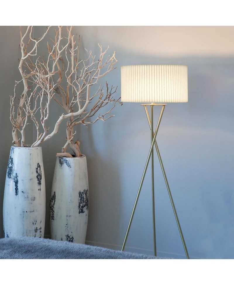 Jaxon 60" Led Contemporary Tripod Floor Lamp with Pleated Shade