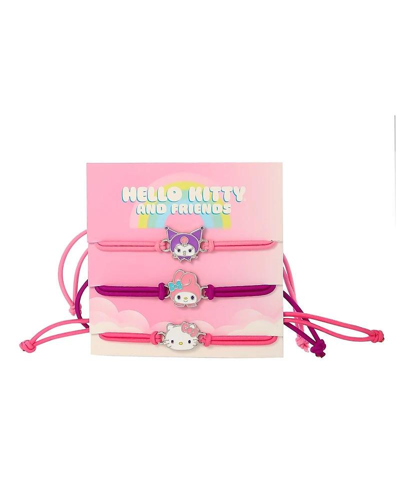 Hello Kitty Sanrio Cord Bracelet 3 Piece Set with Kuromi, My Melody