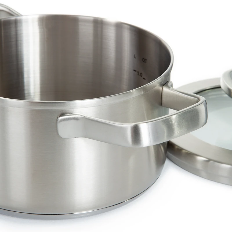 BergHOFF Graphite Recycled 18/10 Stainless Steel Stockpot 6.25", 1.7qt. With Glass Lid