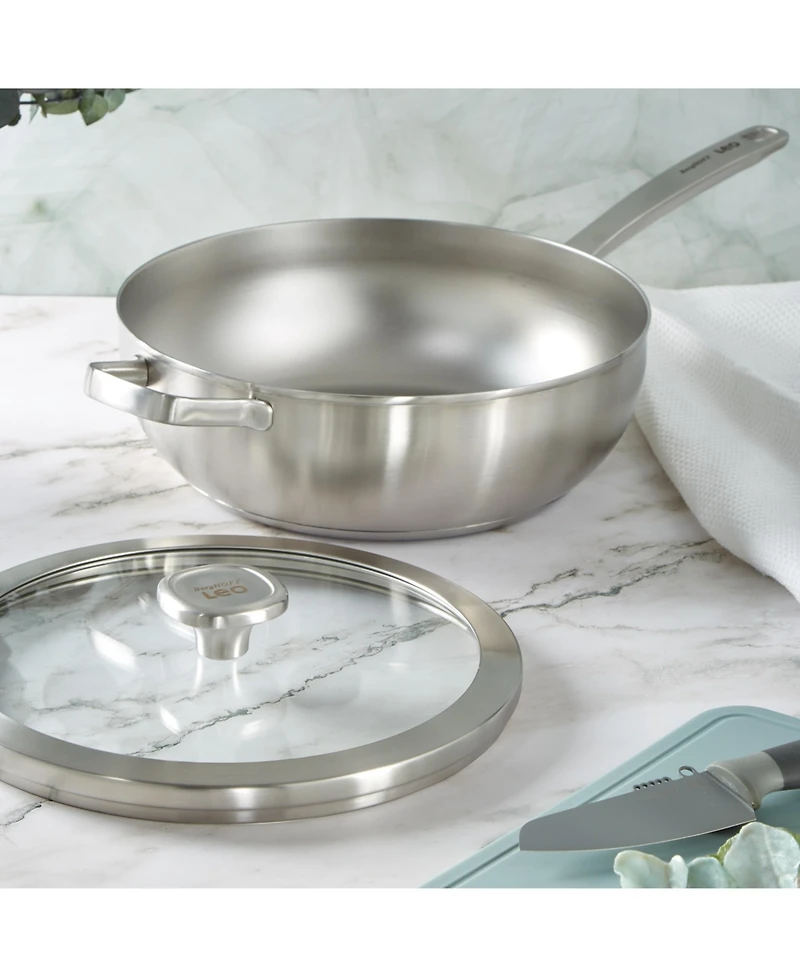 BergHOFF Graphite Recycled 18/10 Stainless Steel Wok Pan 11", 5.2qt. With Glass Lid