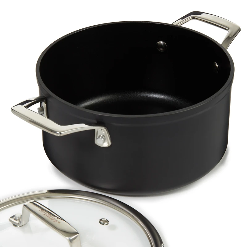 BergHOFF Essentials 4Pc Non-stick Hard Anodized Simmer Set With Glass Lids, Black
