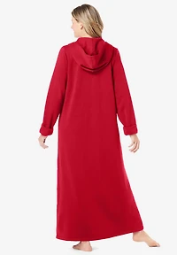 Dreams & Co. Plus Long Hooded Fleece Sweatshirt Robe