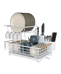 Mega Casa Double-layer Bamboo Dish Rack For Home Kitchen