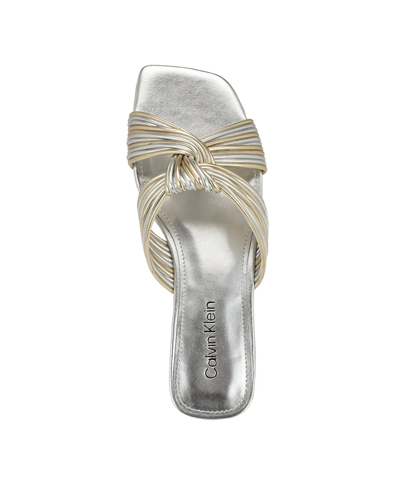 Calvin Klein Women's Mavin Square Toe Slip-On Flat Sandals
