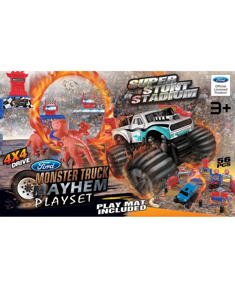 World Tech Toys 54pcs Monster Truck Mayhem Friction Play Set - 2 pack Ford