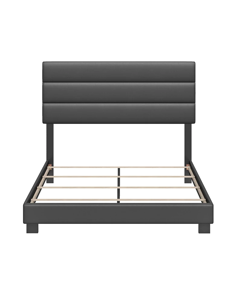 Napoli Leather Upholstered Platform Bed Frame with Tri-Panel Adjustable Headboard - Boyd Sleep
