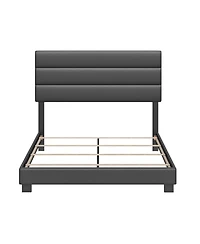 Napoli Leather Upholstered Platform Bed Frame with Tri-Panel Adjustable Headboard - Boyd Sleep