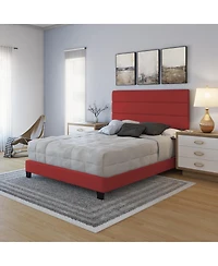 Boyd Sleep Piedmont Leatherette Upholstered Platform Bed Frame with Adjustable Headboard
