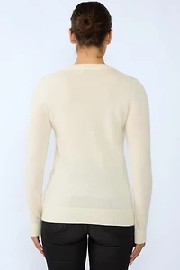Jennie Liu Women's 100% Pure Cashmere Long Sleeve Crew Neck Pullover Sweater
