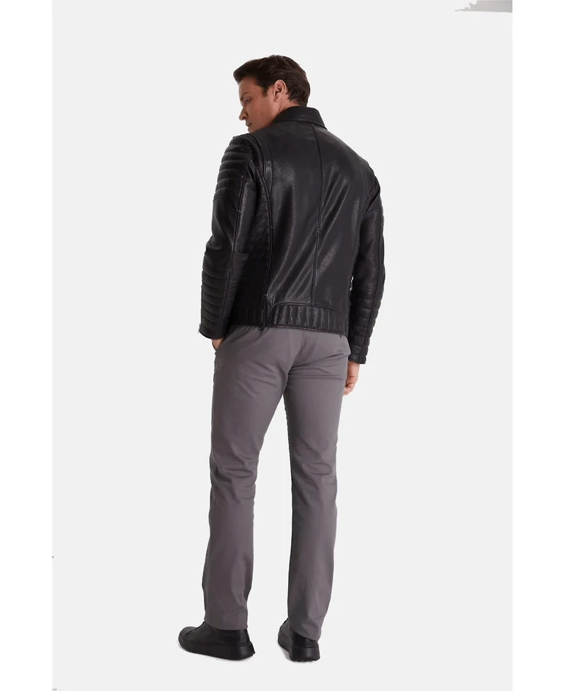 Furniq Uk Men's Biker Jacket, Black
