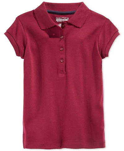 Nautica Plus Girls Uniform Short Sleeve Interlock Polo Shirt