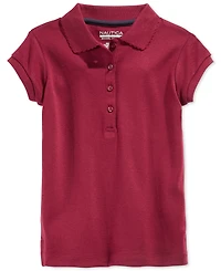 Nautica Plus Girls Uniform Short Sleeve Interlock Polo Shirt