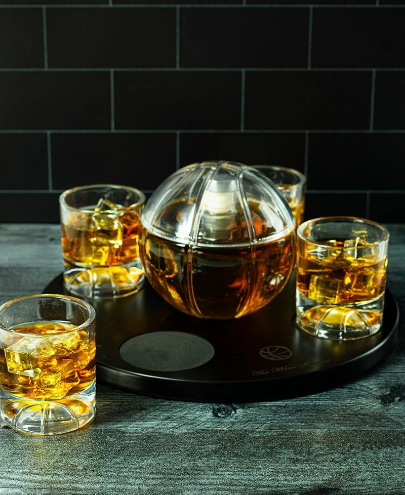 The Wine Savant Basketball Decanter & Glass Set with Tray