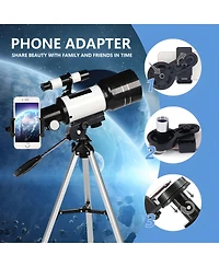 Portable 70mm Refractor Telescope for Adults & Kids - 15X-150X Magnification with Phone Adapter and Wireless Remote