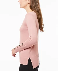 Melissa Paige Women's Fine Gauge Boat-Neck Buttoned-Cuff Sweater