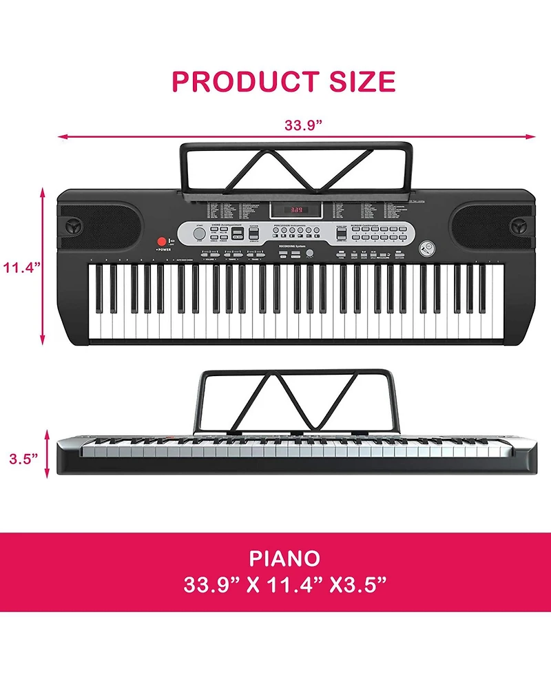 Sugift 61 Keys Electric Piano Keyboard with Microphone