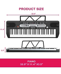 Sugift 61 Keys Electric Piano Keyboard with Microphone