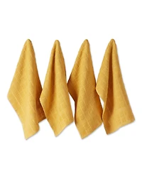 Design Imports Basic Terry Collection Windowpane Dishtowel Set, 16x26", Honey Gold Solid, 4 Piece