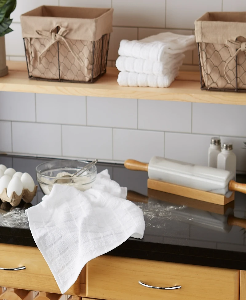 Design Imports Basic Terry Collection Windowpane Dishtowel Set, 16x26", Check, 4 Piece