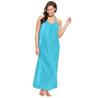 Dreams & Co. Women's Breezy Eyelet Knit Long Nightgown
