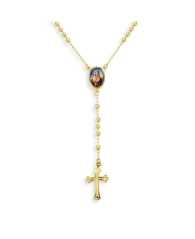 Bling Jewelry Catholic Christian Prayer Rosario Cross Catholic Virgin Mother Mary Rosary Beads Necklace 18K Gold Plated Brass