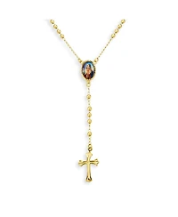 Bling Jewelry Catholic Christian Prayer Rosario Cross Catholic Virgin Mother Mary Rosary Beads Necklace 18K Gold Plated Brass