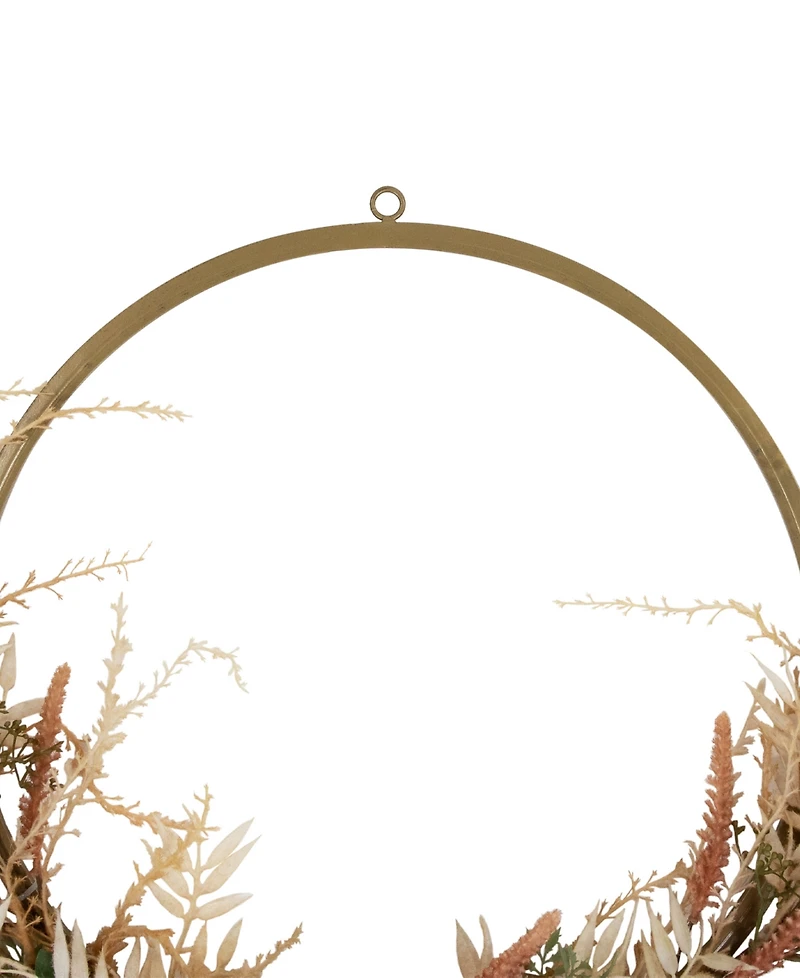 Northlight Fall Harvest Pale Roses with Foliage Artificial Wreath 24-Inch Unlit