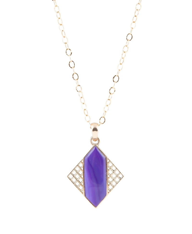 Barse Abstract Genuine Purple Agate Kite Pendant Necklace