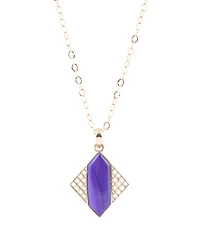 Barse Abstract Genuine Purple Agate Kite Pendant Necklace