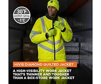 RefrigiWear Men's Hi Vis Diamond Quilted Water Repellent Jacket