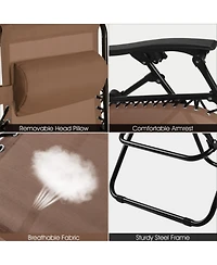 Inolait Sugift 2 Pieces Folding Lounge Chair with Zero Gravity