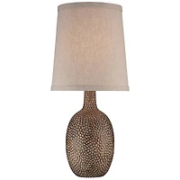 360 Lighting Chalane Rustic Accent Table Lamp 23 1/2" High Antique Bronze Hammered Texture Natural Beige Linen Shade for Bedroom Living Room Beds