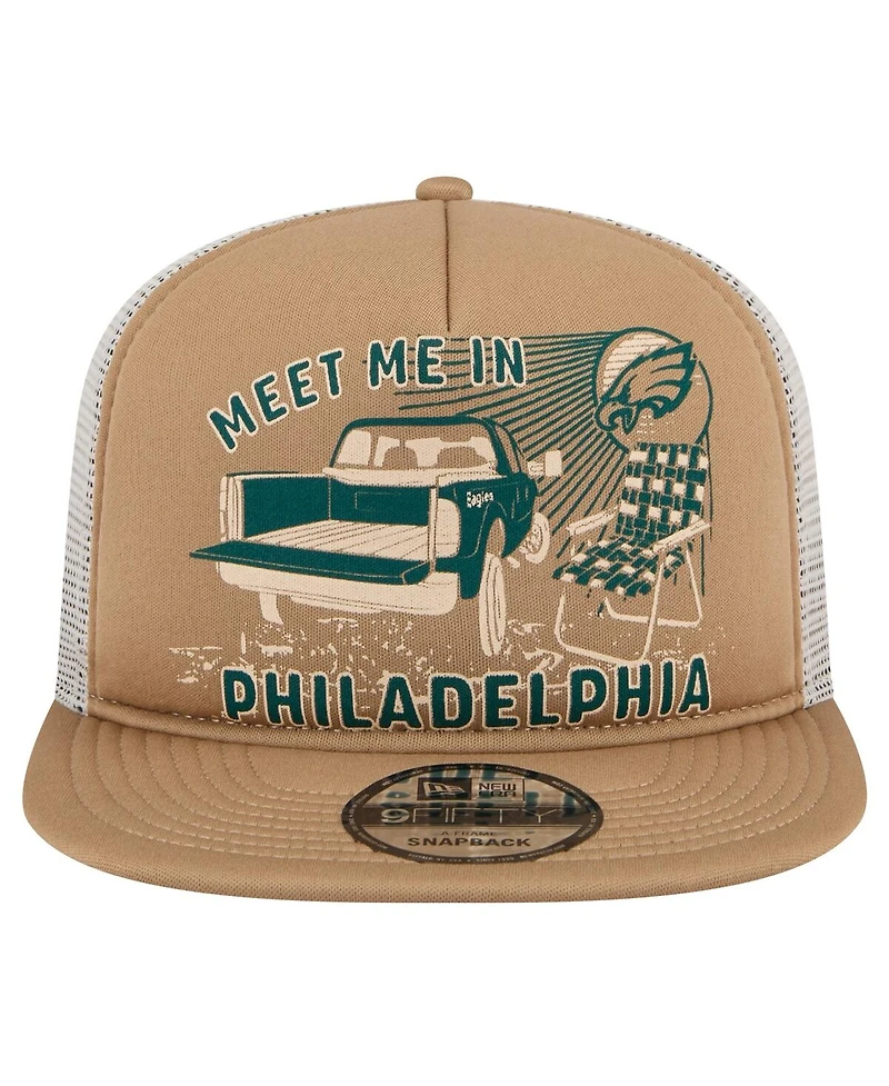 New Era Men's Tan Philadelphia Eagles Meet Me 9FIFTY Snapback Hat