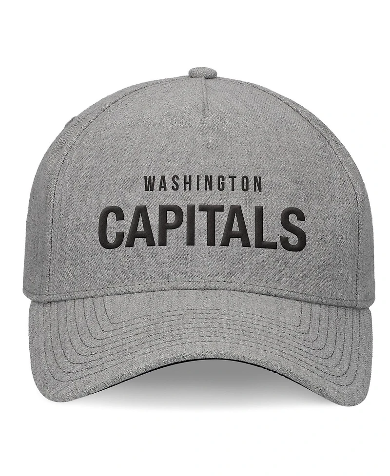 Fanatics Signature Men's Heather Gray Washington Capitals Elements A-Frame Leather Strapback Hat