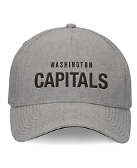 Fanatics Signature Men's Heather Gray Washington Capitals Elements A-Frame Leather Strapback Hat