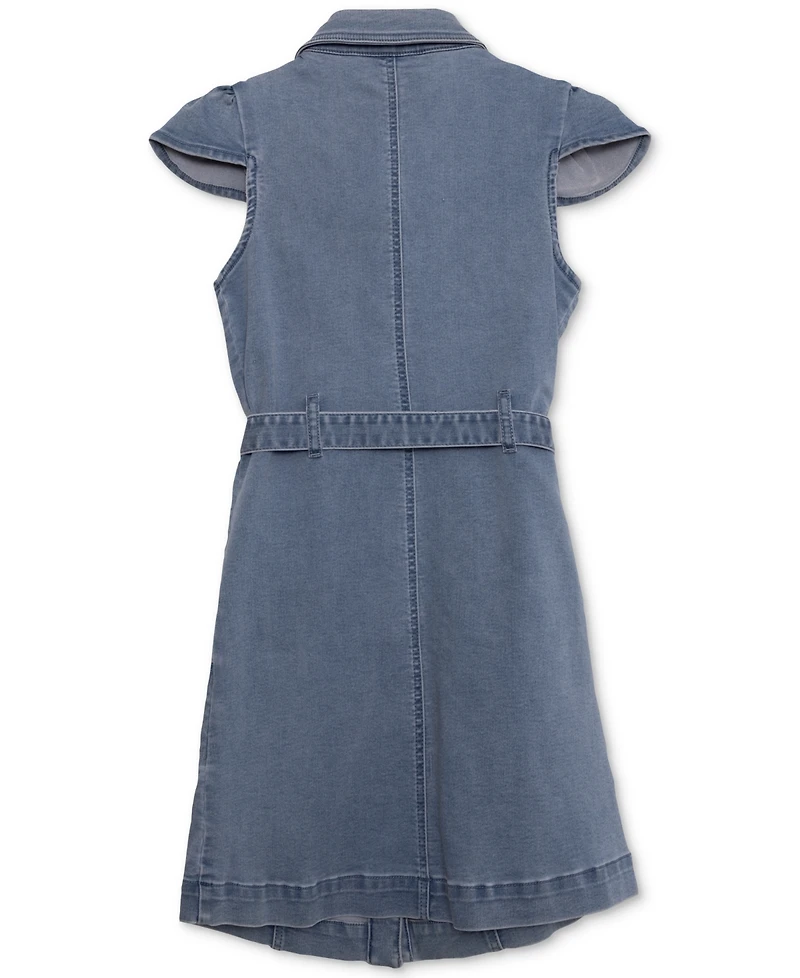 Speechless Big Girls Collared Belted Denim Dress