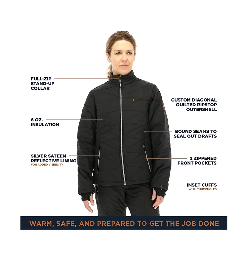 RefrigiWear Plus Size Warm Lightweight Packable Quilted Ripstop Insulated Jacket