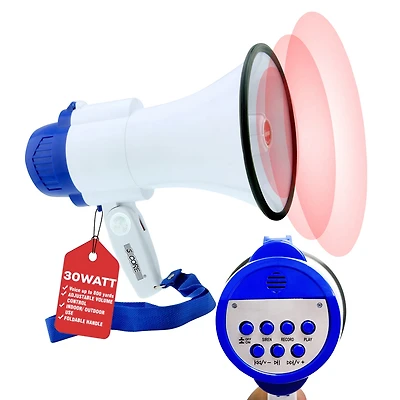 5 Core Megaphone Bullhorn Speaker 30W Mini Bull Horn Battery Power Cheer Megafono 800 Feet Range Loudspeaker 8R-usb WoB