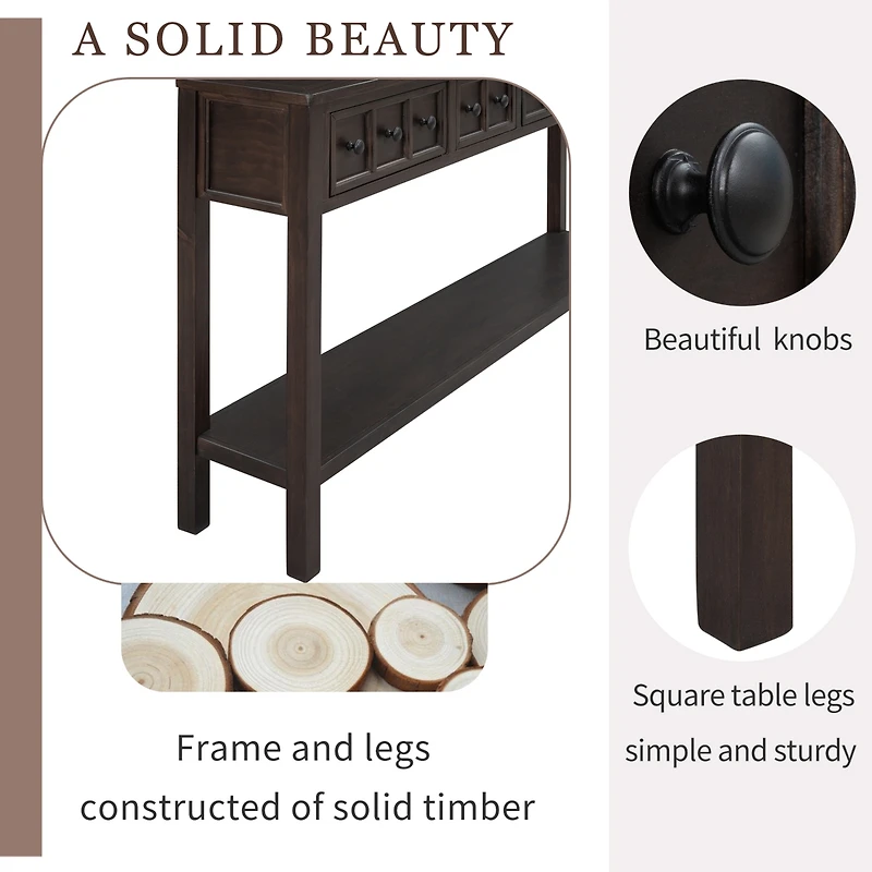 Streamdale Rustic 60" Entryway Sofa Table with Drawers