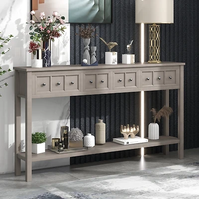 Streamdale Rustic 60" Entryway Sofa Table with Drawers
