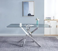Streamdale Furniture Rectangular Tempered Glass Dining Table, Modern Dining Room Interior Design, For 6 People