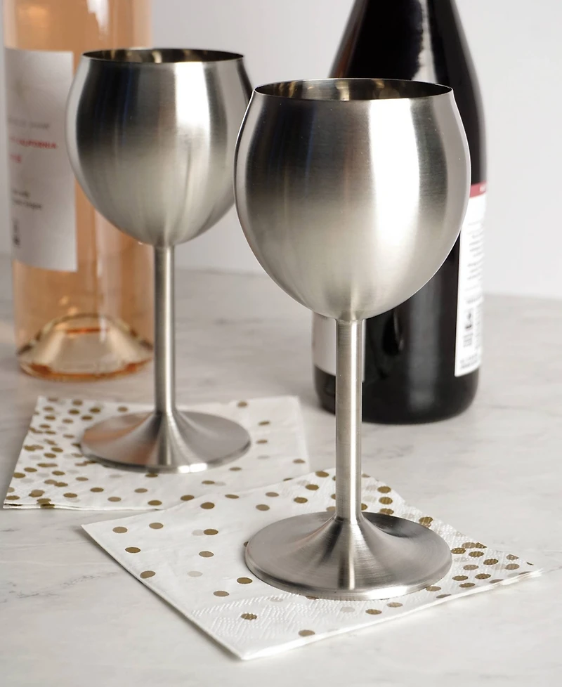Rsvp International Endurance Stainless Steel Wine Glass Set 2 Piece 3x3x7"