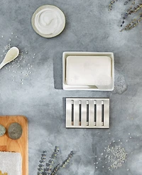 Rsvp International Ceramic Stoneware and Stainless Steel 5x4" Soap Dish