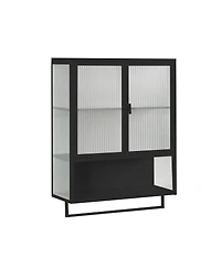 Streamdale 23.62" Glass Doors Modern Two-Door Wall Cabinet