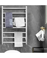 145W Electric Towel Warmer Wall Mounted Heated Drying Rack 8 Square Bars