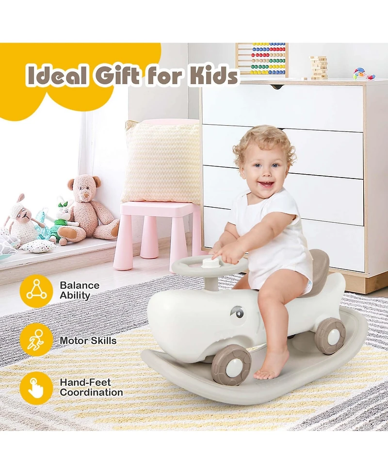 Convertible Rocking Horse & Sliding Car with Detachable Balance Board