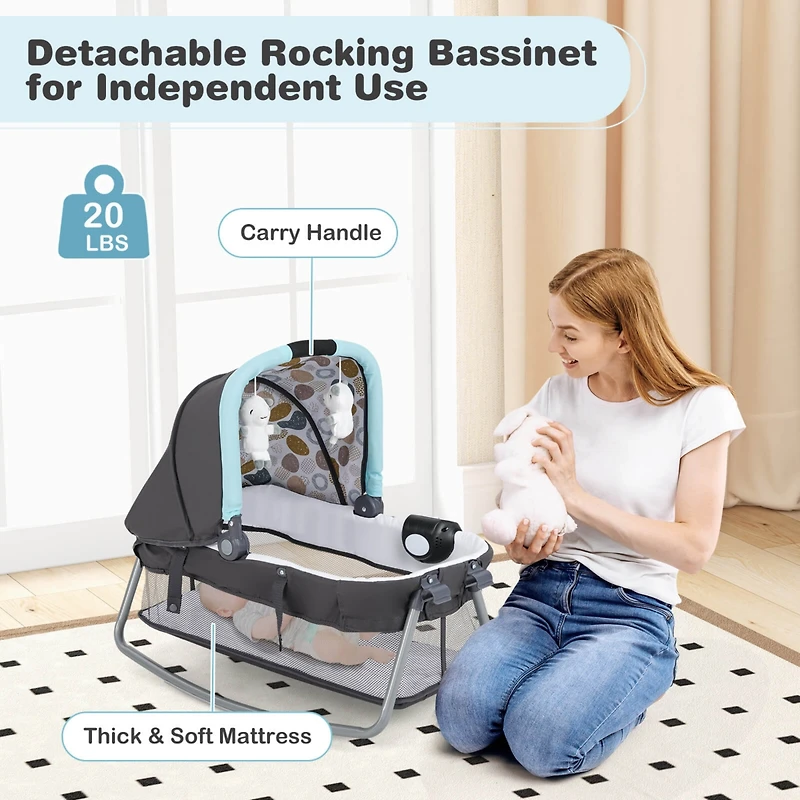 Costway Boys 4 1 Convertible Portable Playard Newborn Napper