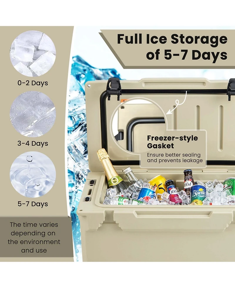 Costway 25 Qt Portable Cooler Rotomolded Ice Chest Insulated Box