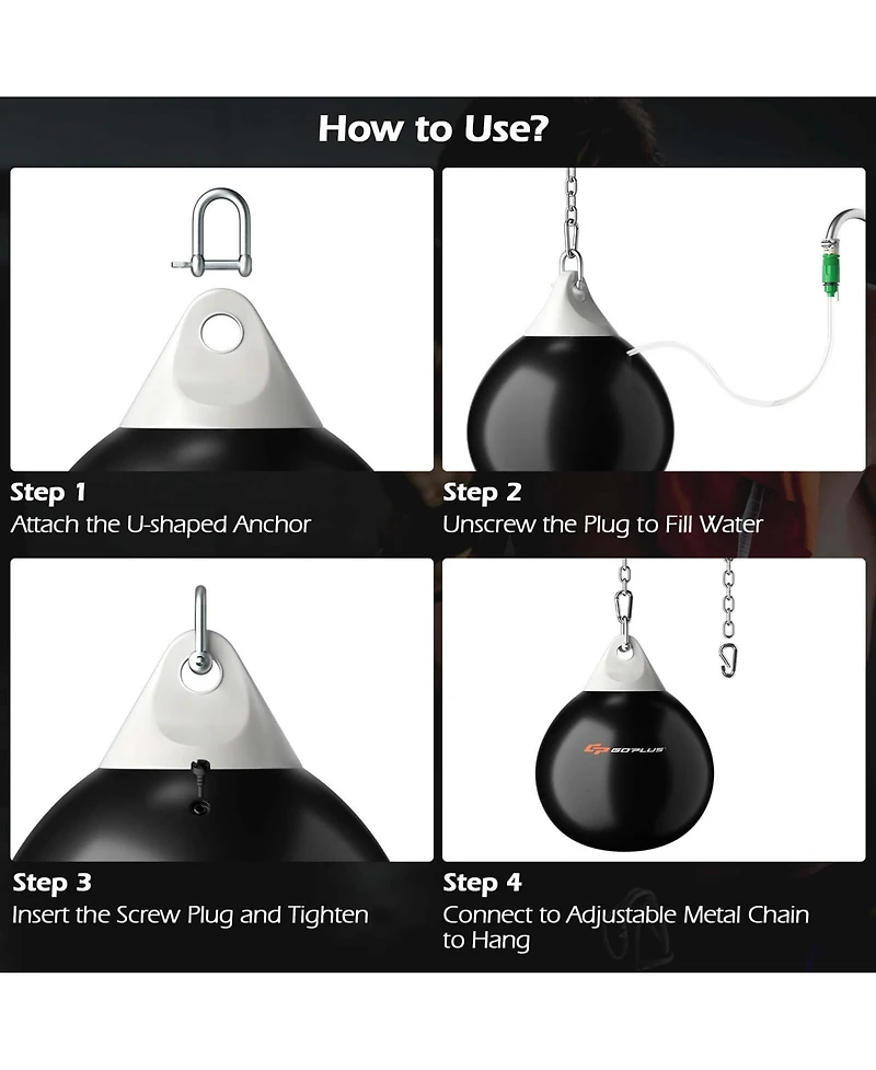 Costway Water Punching Bag 21" 180 Pound Heavy with Adjustable Metal Chain