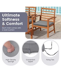 4 Pcs Outdoor Furniture Set with Soft Seat Cushions Stable Acacia Wood Frame